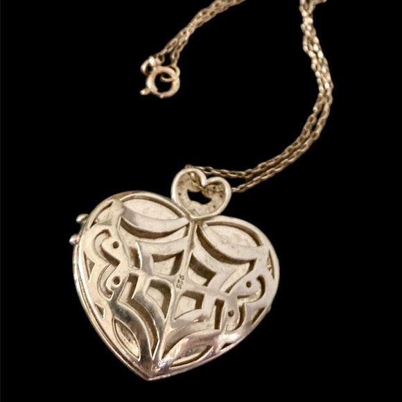 Vintage XL Diamond Heart Locket Necklace - Picture 4 of 5